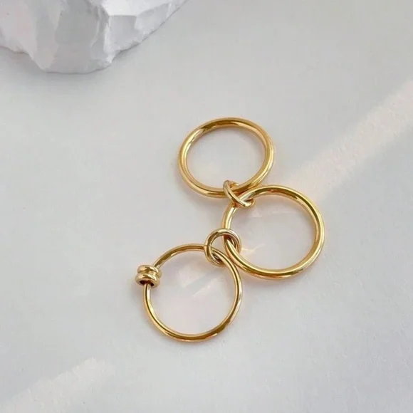 NWT 14K Gold Plated S925 Trendy Multi-Layer Circle Design Single Ring Size 8 - Picture 2 of 3